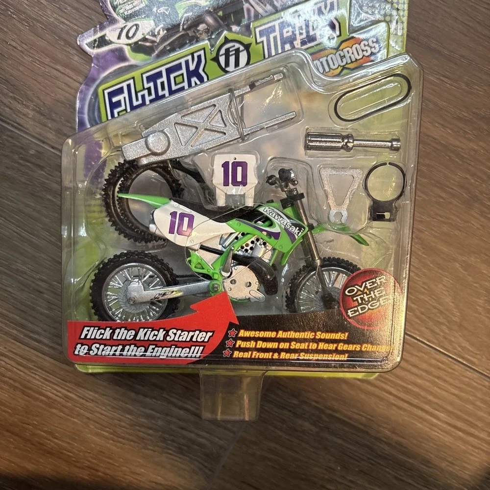 Vintage‎ 2000 Flick Trix Motocross Bike 10 Kawasaki Spin Master Toys RARE